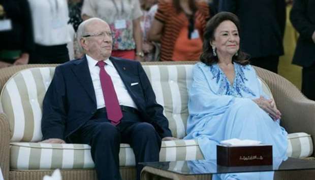 Beji Caid Essebsi and Chadlia Saida Farhat in Sweden on a state visit. File picture