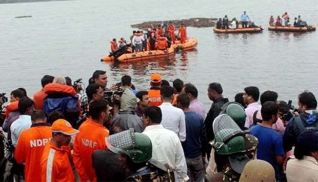 Rescue operations go on after the boat capsized in the Godavari river