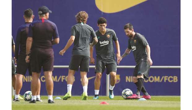 Barcelona superstar Lionel Messi at training. (Reuters)
