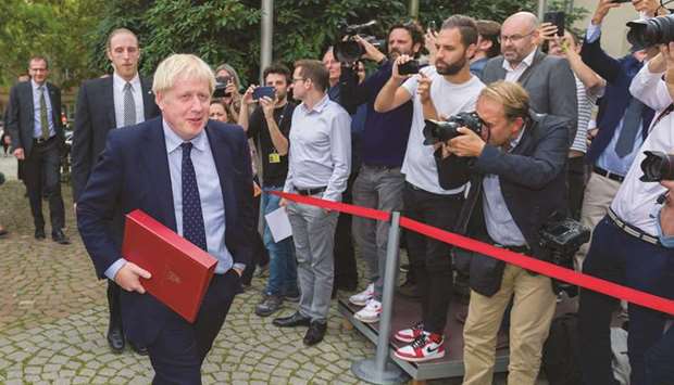 Prime Minister Boris Johnson leaves after a meeting with EU Commission president and officials at the Ministere du2019Etat in Luxembourg.