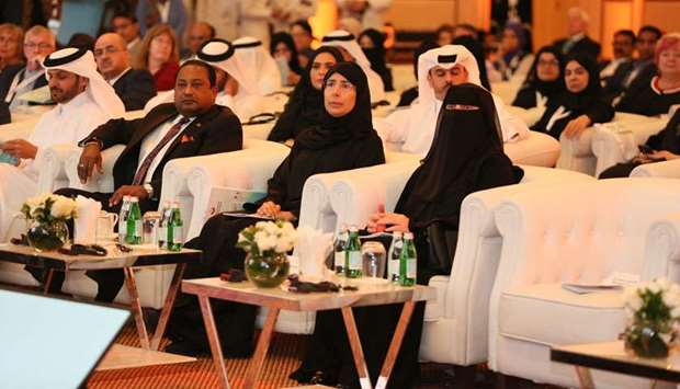 HE the Minister of Public Health Dr Hanan Mohamed al-Kuwari along with other dignitaries at the opening ceremony.