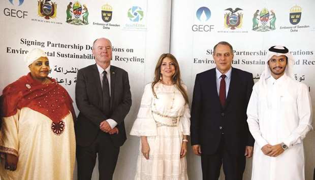 (From left) Fatma Mohamed Rajab, Anders Bengtcen, Ivonne A-Baki, Dr Yury Sentyurin and Abdallah al-Suwaidi at the signing ceremony yesterday. PICTURE: Jayan Orma