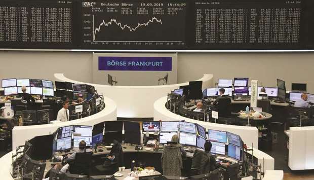 The German share price index DAX graph is seen at the Frankfurt Stock Exchange. The DAX 30 rose 0.6% to 12,457.70 points yesterday on the US Federal Reserveu2019s decision to cut interest rates.