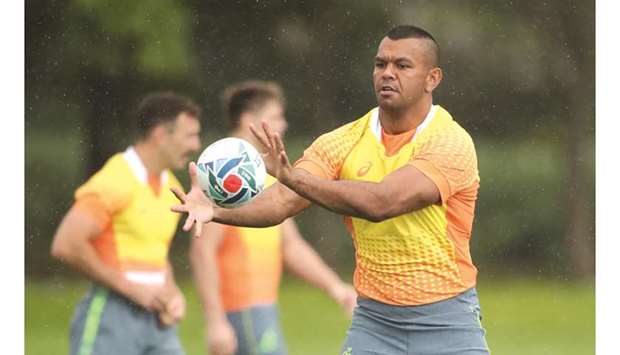 Australiau2019s Kurtley Beale during a training session in Ebetsu, Japan, yesterday.