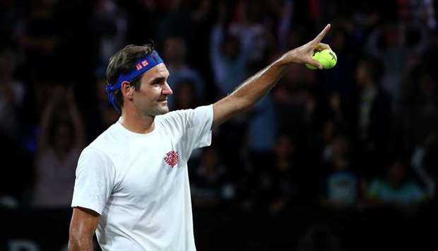 Team Europeu2019s Roger Federer during a practice session in Geneva yesterday. (Reuters)