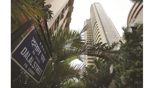 The Bombay Stock Exchange building in Mumbai. The S&P BSE Sensex surged 1,921.15 points to 38,014.62 yesterday.