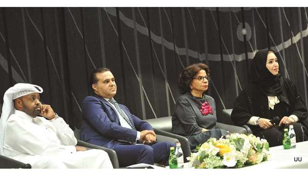 PANEL: From right to left, Einas Mohammed, Jewellery Designer; Dr Sohair Wastawy, Executive Director of the Library; Ammar Al Kurdi, President of the Arab League for Measurement and Calibration of the GCC Countries; Yousuf Saad al-Suwaidi, Director of the Department of Consumer Protection and Commercial Fraud.