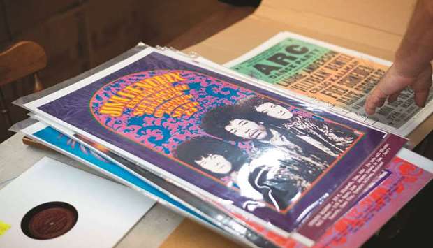 A poster of the Jimi Hendrix Experience being displayed at the ARChive in New York.