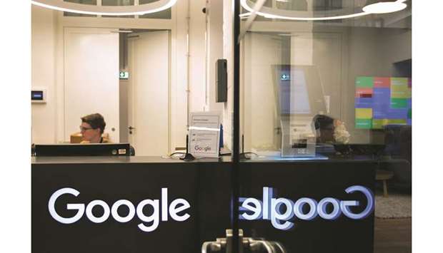 An illuminated Google logo sits on a reception desk inside the tech giantu2019s office in Berlin. Google is bracing for another landmark privacy decision at the European Unionu2019s top court, five years after a u201cright-to-be-forgottenu201d ruling forced it to delete links to personal information on request.