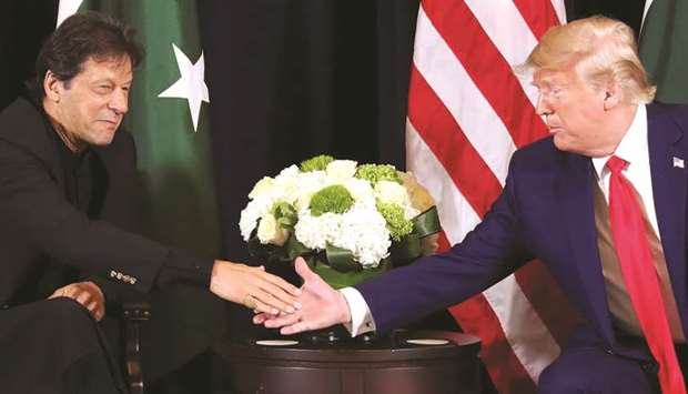 Trump with Prime Minister Khan at their meeting on the sidelines of the annual United Nations General Assembly in New York.