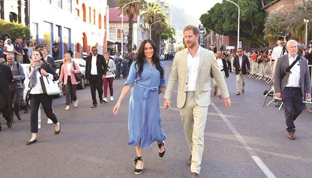 Prince Harry and Meghan, Duchess of Sussex, visit District Six Museum, on the first day of their African tour in Cape Town, South Africa, yesterday.
