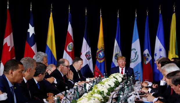 US President Trump attends meeting on Venezuela during 74th session of the United Nations General Assembly in New York