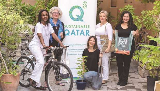 VOLUNTEERS: SustainableQATAR executive committee ready for action. From left u2013 Hala Ahmed, MaryBeth Stuenkel, Erica Ramorino, Katrin Scholz-Barth and Shiban Khan.