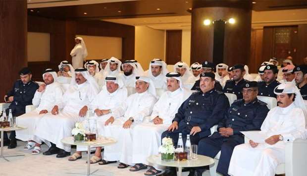 HE Ali bin Ahmed al-Kuwari with HE Sheikh Faisal bin Qassim al-Thani, Mohamed bin Towar al-Kuwari and other officials and dignitaries at the launch of the single-window services.