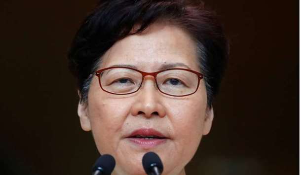 Hong Kong's Chief Executive Carrie Lam holds a news conference in Hong Kong, China