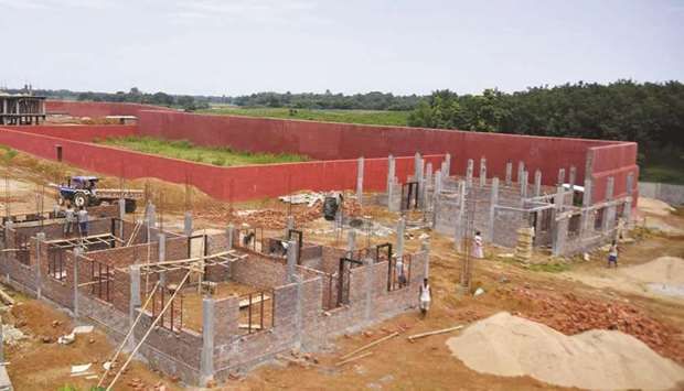 A detention centre for those who have been excluded from the final list of the National Register of Citizens (NRC) being built at Kadamtola Gopalpur village in Goalpara district of Assam, yesterday.