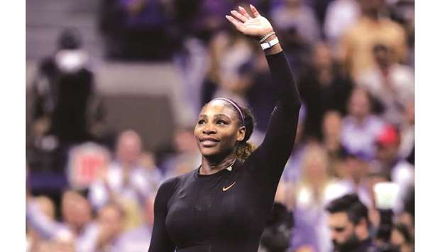 Serena Williams of the United States celebrates after winning her quarter-final match against Qiang Wang of China at the US Open on Tuesday. (AFP)
