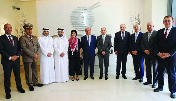 HE al-Baker and Jordanian Transport Minister Anmar Khasawneh among other dignitaries during the opening of Qatar Airways state-of-the-art office in Amman.
