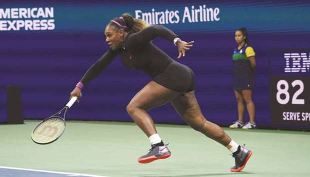 Serena Williams of the US plays against Elina Svitolina of Ukraine during their semi-finals match at the 2019 US Open at the USTA Billie Jean King National Tennis Center in New York on Thursday. (AFP)
