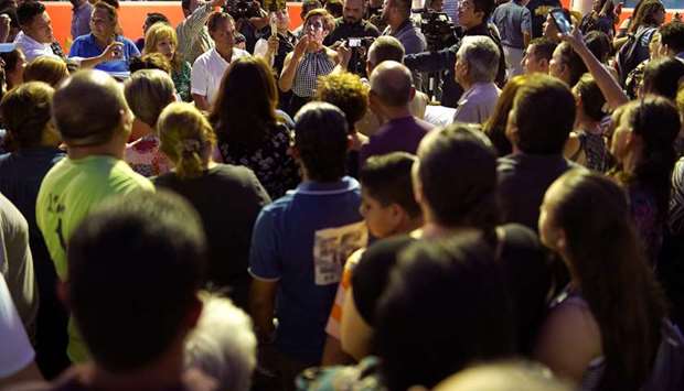 Demonstrators attend a protest against the opening of a new shelter for Central American asylum seekers in Mexicali, Mexico.