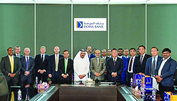 Doha Bank CEO Dr R Seetharaman and senior management officials hosting a business delegation from China.