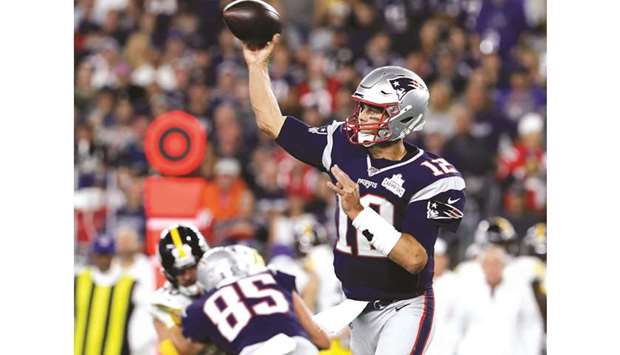 New England Patriots quarterback Tom Brady passes the ball against the Pittsburgh Steelers during the first-half at Gillette Stadium. PICTURE: USA TODAY Sports