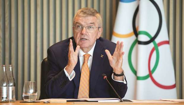 International Olympic Committee (IOC) President Thomas Bach holds the IOC Executive Board Meeting at Olympic House, in Lausanne, Switzerland, yesterday. (Reuters)