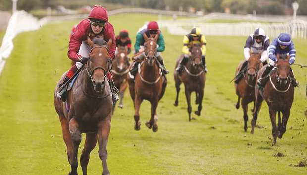 Cieren Fallon (left) rides Twilight Heir to Median Auction Stakes victory in Catterick, United Kingdom, on Tuesday. PICTURE: Louise Pollard