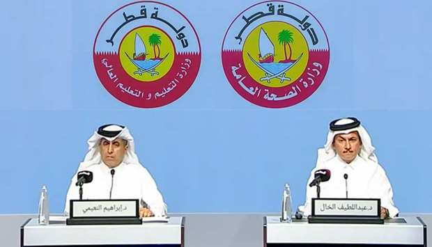 Dr Abdullatif al-Khal and Dr Ibrahim bin Saleh al-Nuaimi at the press conference