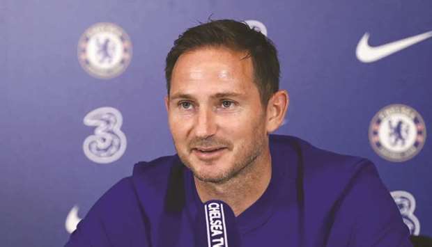 Chelsea manager Frank Lampard at a press conference yesterday.