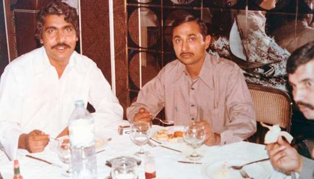 Islam, left, with friends in Shezan Hotel and Restaurant in Bin Omran in 1985. He said that during his earlier days he and his friends used to have lots of get-togethers.