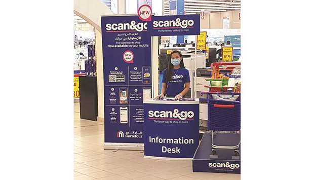 The mobile feature enables customers to scan and bag purchases as they journey around Carrefour stores.
