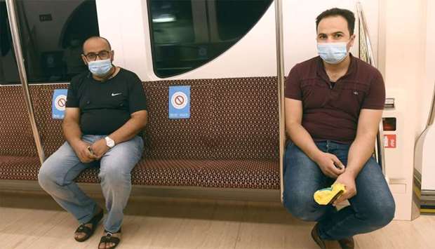 Passengers on board Doha Metro on Tuesday. PICTURE: Shemeer Rasheed
