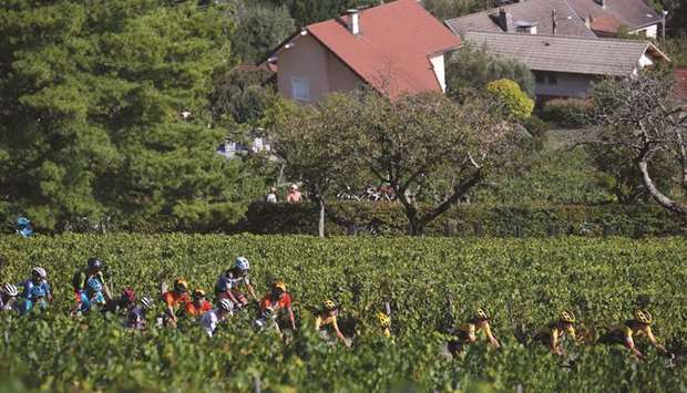 The peloton in action during the 15th stage of the Tour de France yesterday.
