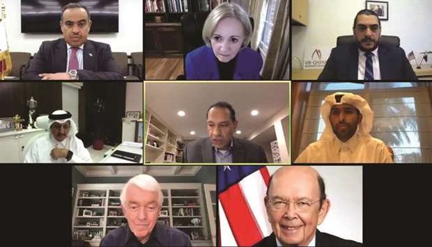 HE the Minister of Commerce and Industry Ali bin Ahmed al-Kuwari and other dignitaries at the private sector engagement event on the sidelines of the third US-Qatar Strategic Dialogue.