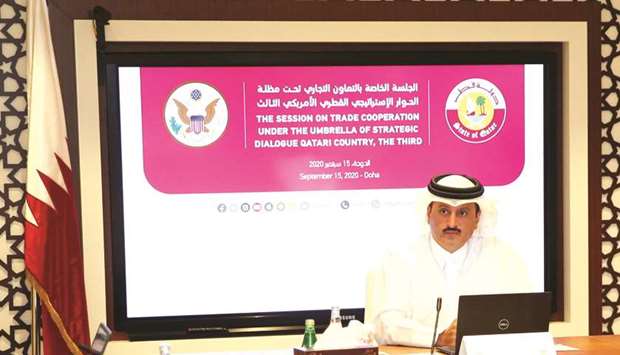 Ministry of Commerce and Industry (MoCI) undersecretary Sultan bin Rashid al-Khater co-chairing the virtual session