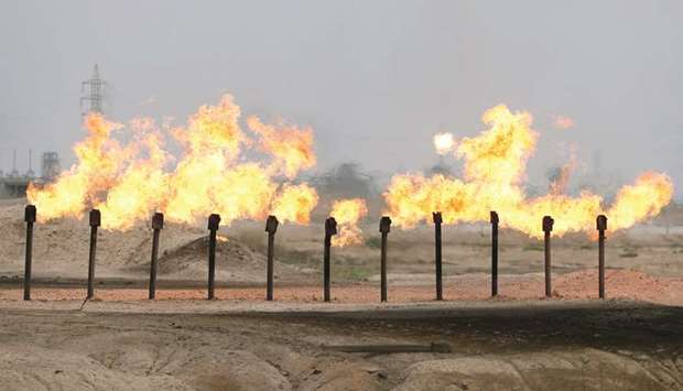 Flames are seen at a station in Al-Zubair oilfield, near Basra (file).