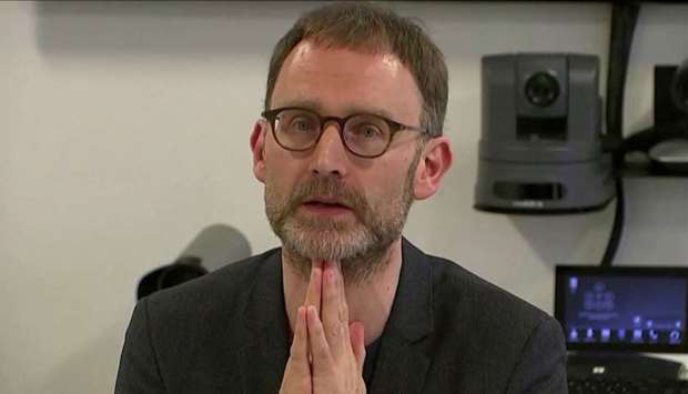 Epidemiologist Neil Ferguson speaks at a news conference in London, Britain January 22, in this still image taken from video