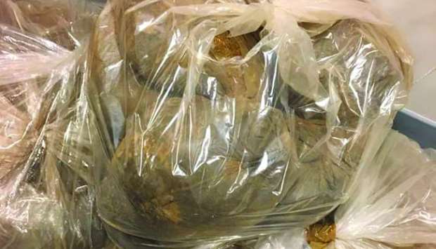 Tambaku packs weighing a total of 27kg were found hidden inside a consignment of various foodstuffs