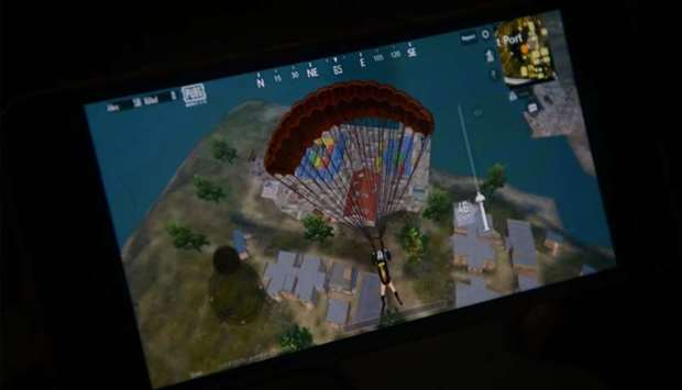 A demonstration of the ,PUBG Mobile, game, owned by Chinese internet giant Tencent
