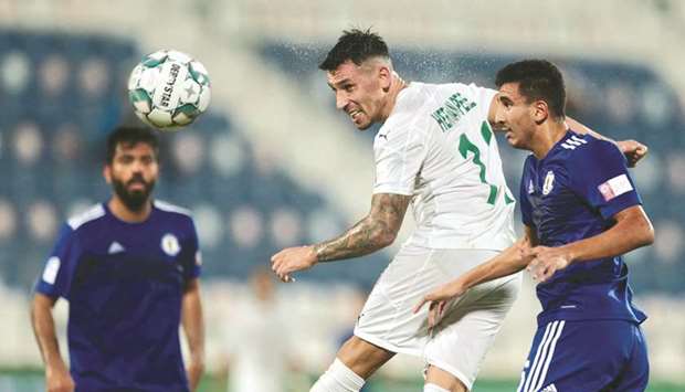 In this September 13, 2020, picture, Al Ahliu2019s Hernan Perez (centre) in action during the QNB Stars League match against Al Khor. Al Ahli, who are unbeaten in the QNB Stars League season so far, will be aiming to carry their momentum in the Ooredoo Cup. (QSL)