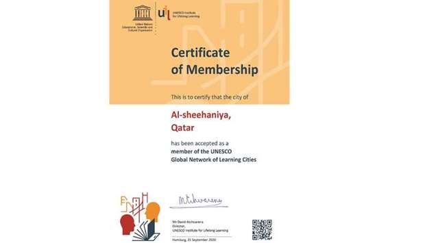 Al Sheehaniya is the third Qatari municipality to obtain the Unesco Global Network of Learning Citie