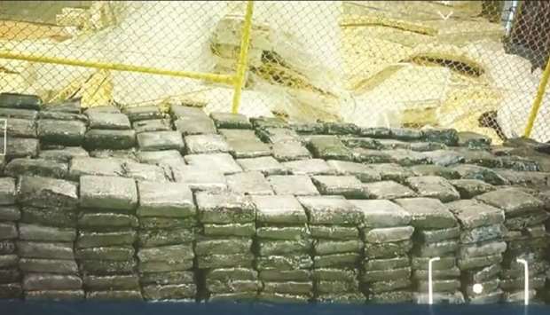 The seized 'tambaku' was found stuffed in 1,102 bags hidden inside a shipment of cotton mattresses.