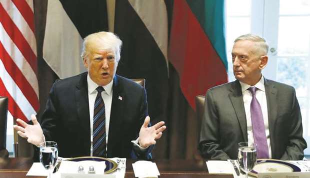 Trump with Mattis: The retired Marine general, who was Trumpu2019s defence secretary for the first two years of his presidency, disagreed with the presidentu2019s berating of US allies, his disparagement of Nato and his abrupt pullout in Syria, which went against the advice of his military.