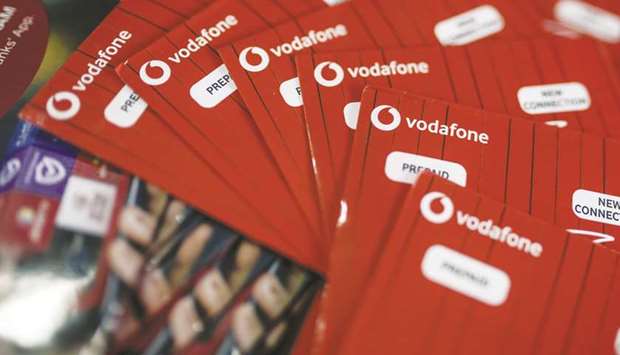 Vodafone Idea SIM card packets are arranged for a photograph at a store in Mumbai. Vodafone Group won a crucial victory in a tax dispute with the Indian government, a development that could potentially save the UK wireless carrier almost $3bn.