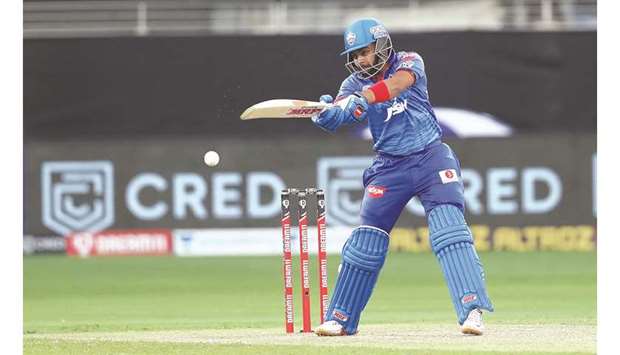 Prithvi Shaw of Delhi Capitals belts the the Chennai bowling at the Dubai International Cricket Stadium yesterday. PICTURE: Sportzpics for BCCI