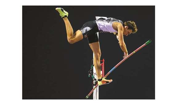 Sweden's Armand Duplantis competes in the pole vault during the IAAF Diamond League.