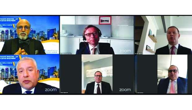 Doha Bank CEO Dr R Seetharaman with other panelists during the webinar on the QETF.