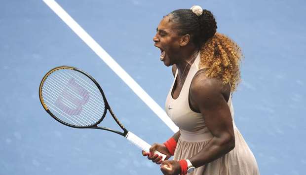 In this September 7, 2020, picture, Serena Williams of the United States celebrates winning her US Open fourth round match against Maria Sakkari (not pictured) of Greece at the USTA Billie Jean King National Tennis Center in the Queens borough of New York City. (AFP)