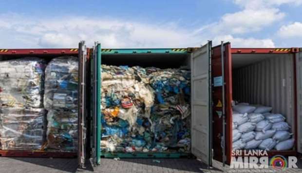 The 21 containers -- holding up to 260 tonnes of rubbish -- first arrived by ship in the capital Colombo's main port between September 2017 and March 2018. Picture courtesy of  Sri Lanka Mirror